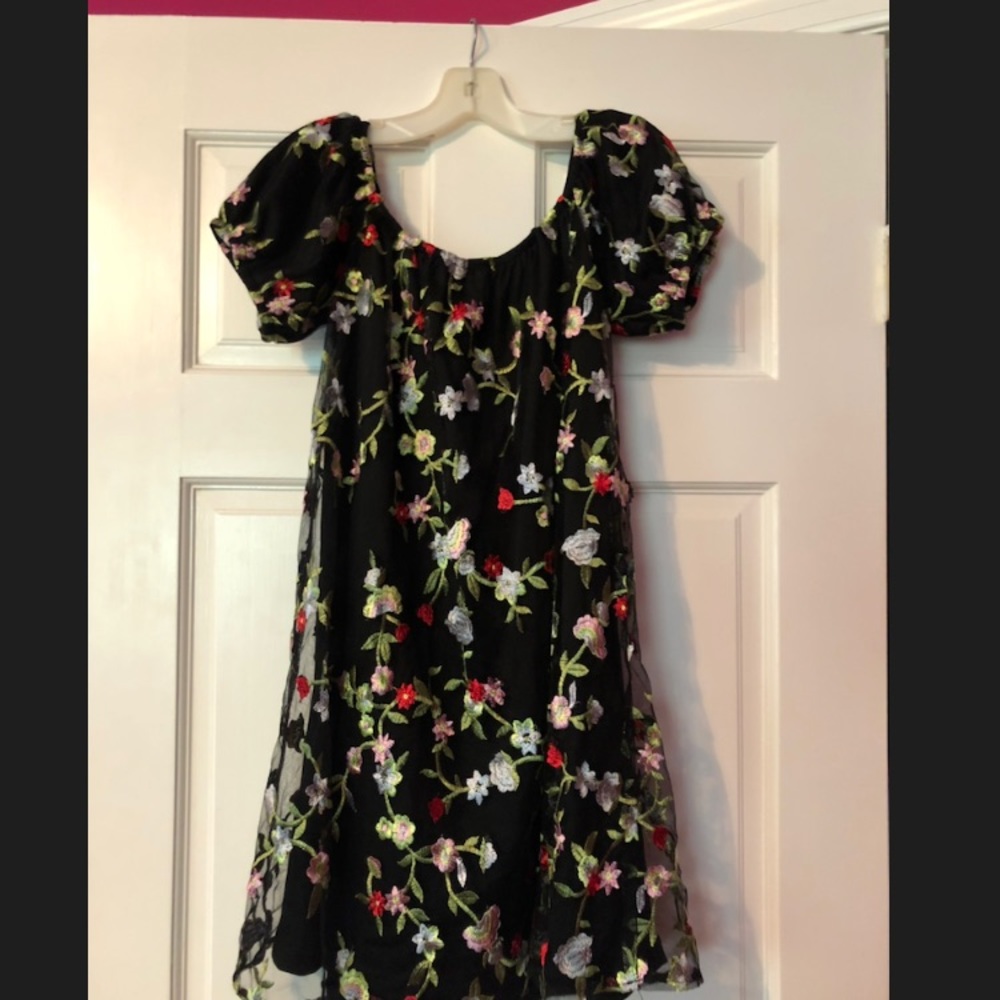 Kimchi Blue Off Shoulder Floral Embroidered Dress